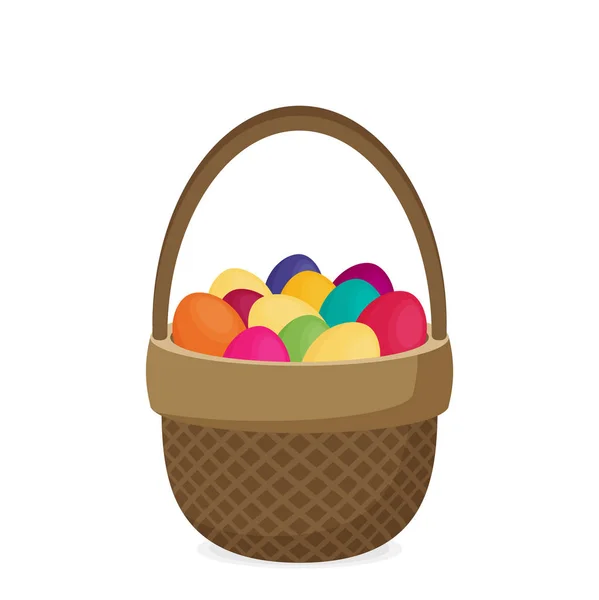Flat  eggs in wicker basket — Stock Vector