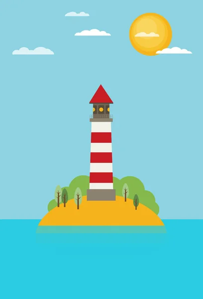 Platte vuurtoren illustratie — Stockvector