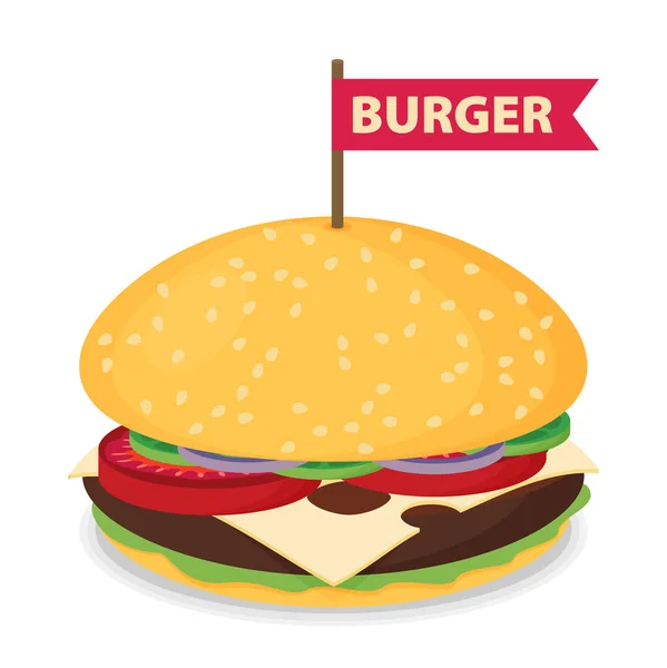 Desain Hamburger datar - Stok Vektor
