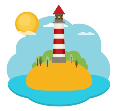 Düz deniz feneri illüstrasyon