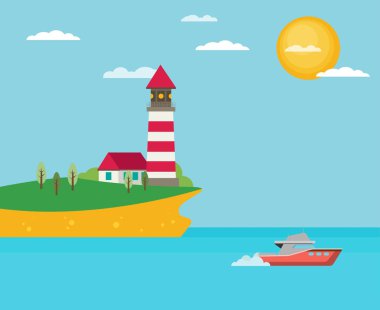 Düz deniz feneri illüstrasyon