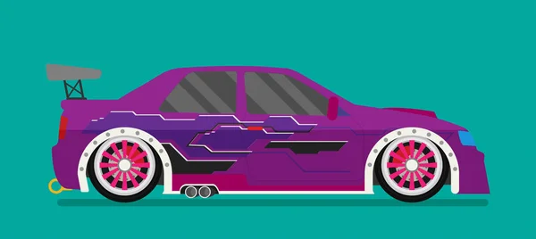 Coche de carreras plano — Vector de stock