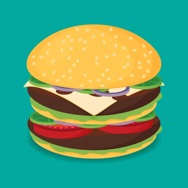 Гамбургер плоский дизайн — стоковый вектор