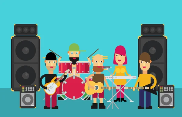 Rock band lapos vektor — Stock Vector