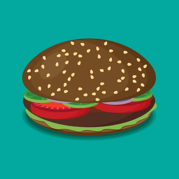Гамбургер плоский дизайн — стоковый вектор
