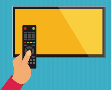 siyah uzak Tv kumanda ile el.