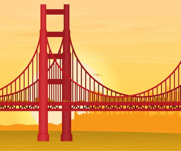 Golden gate brug illustratie — Stockvector