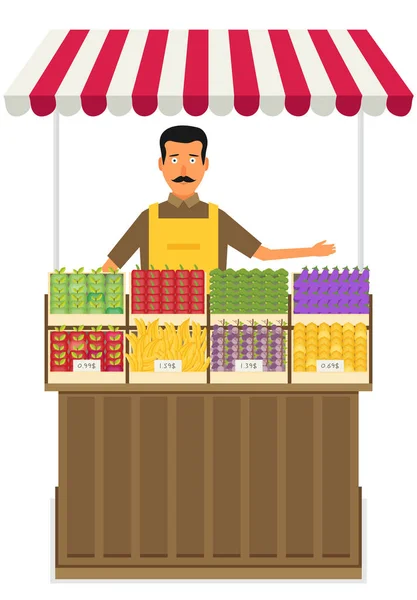 Buy grocery in supermarket — Stock Vector