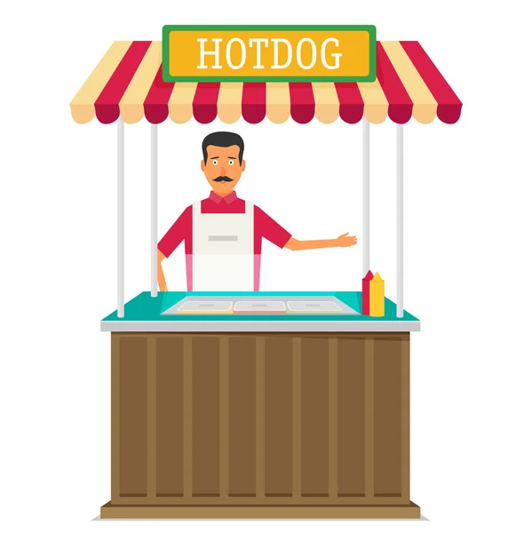 Ilustración vendedor de hot-dog — Vector de stock
