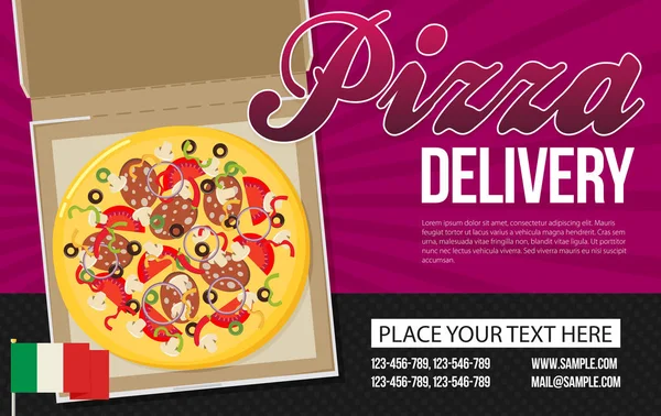 Pizzaschachtel-Werbebanner. — Stockvektor