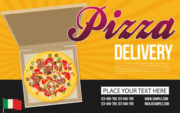 Pizza kryssrutan Vektor annons banner. — Stock vektor