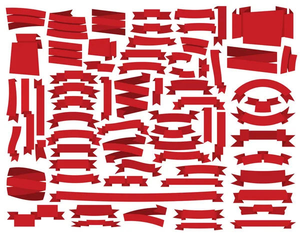 Ensemble de rubans rouges — Image vectorielle