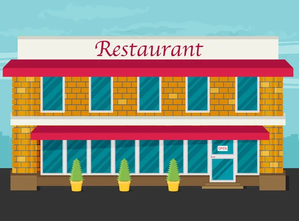 Facade of restaurant flat — Stock Vector