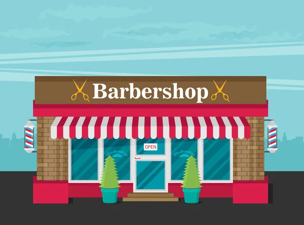 Fachada de barbearia plana — Vetor de Stock