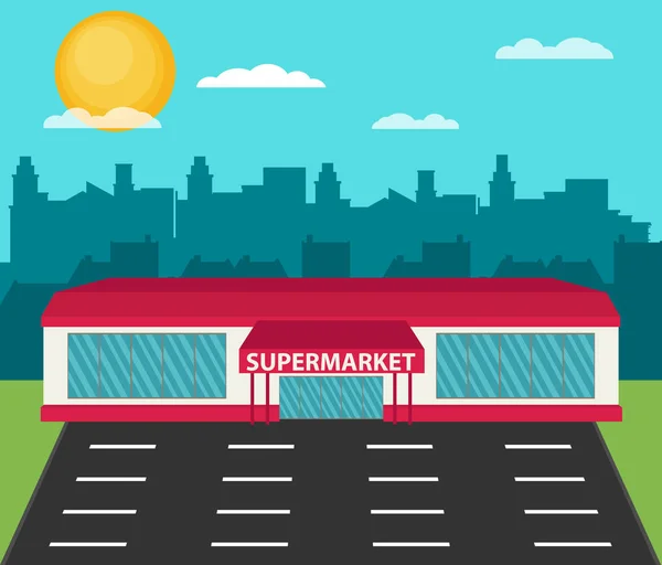 Süpermarket bina cephe — Stok Vektör