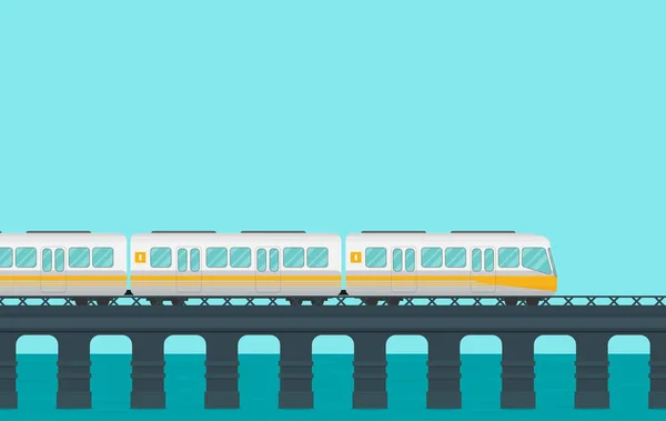 Tren en ferrocarril. concepto de viaje — Vector de stock