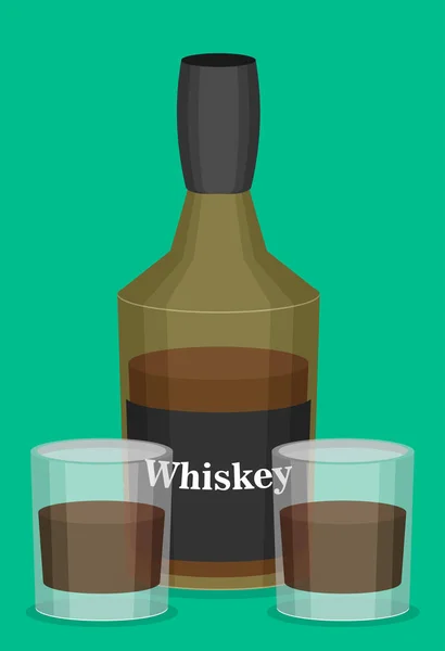 Üveg whiskey színes illusztráció. — Stock Vector