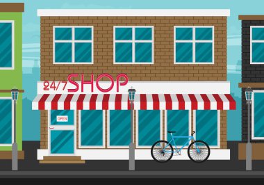 Düz Dükkanı bina düz vektör.