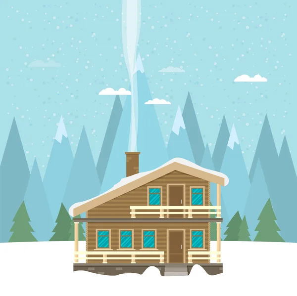 Weihnachtskarte mit Haus — Stockvektor