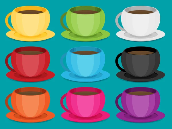 Color tea cup set. — Stock Vector