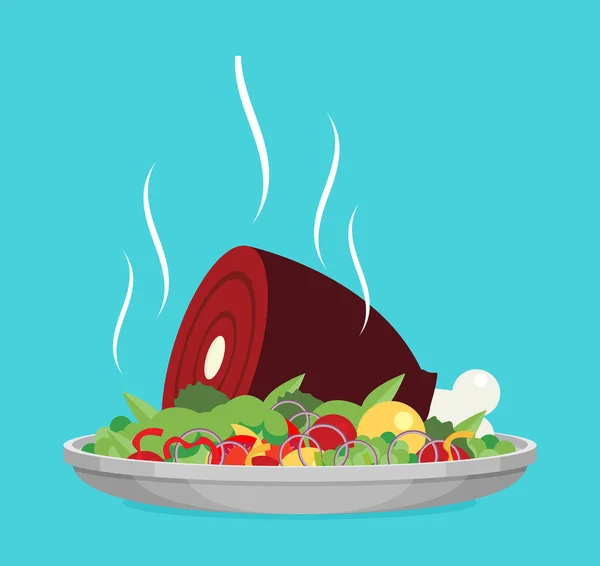 Illustration mit heiß gekochtem Fleisch. — Stockvektor
