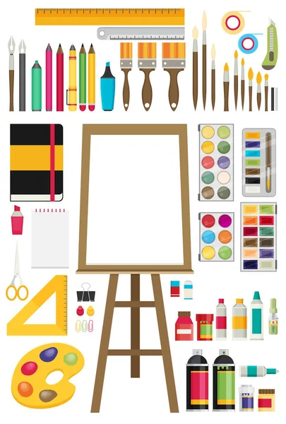 Iconen set art supplies — Stockvector