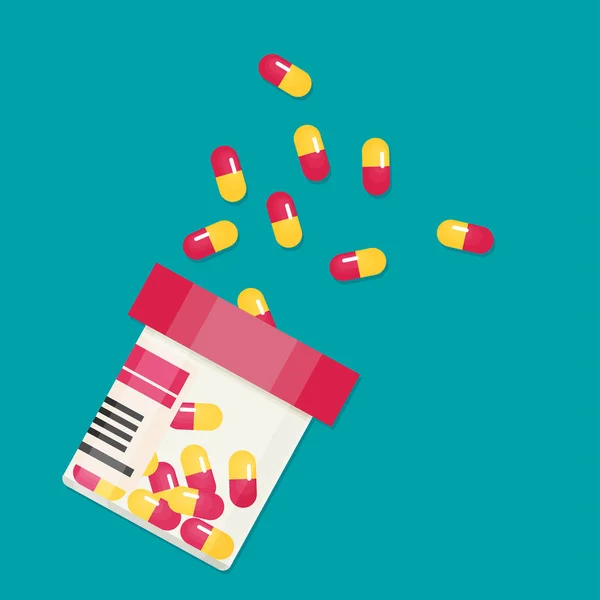 Ιατρική ναρκωτικά, χάπια, μπουκάλια — Διανυσματικό Αρχείο