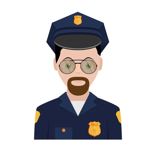 Oficial de policía avatar ilustración . — Vector de stock