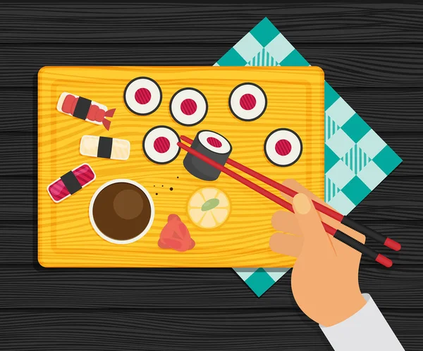 Comer sushi diseño — Vector de stock