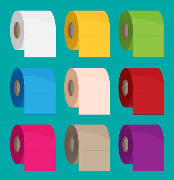 Zestaw ikon płaskie papier toaletowy. — Wektor stockowy
