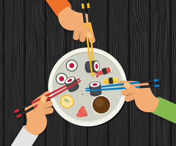 Sushi ilustração alimentar — Vetor de Stock