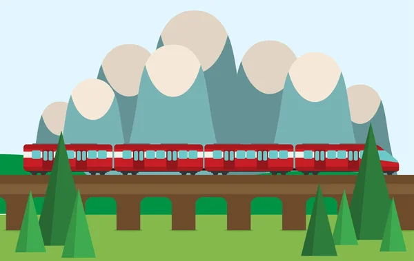 Train on railway.  travel concept — Stock Vector