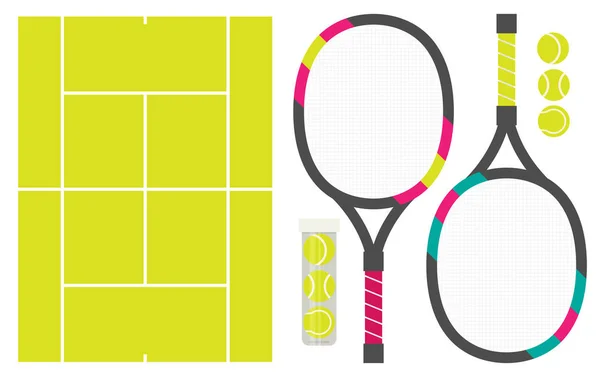 Raquetes de tênis e bolas — Vetor de Stock
