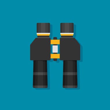 Dürbün mavi arka plan düz simgesi. vektör çizim