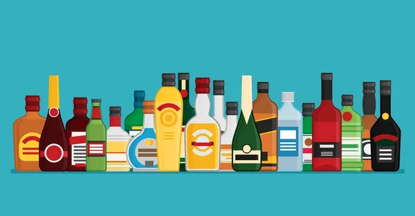 Επίπεδη Διάνυσμα Μπουκάλια Αλκοόλ — Διανυσματικό Αρχείο