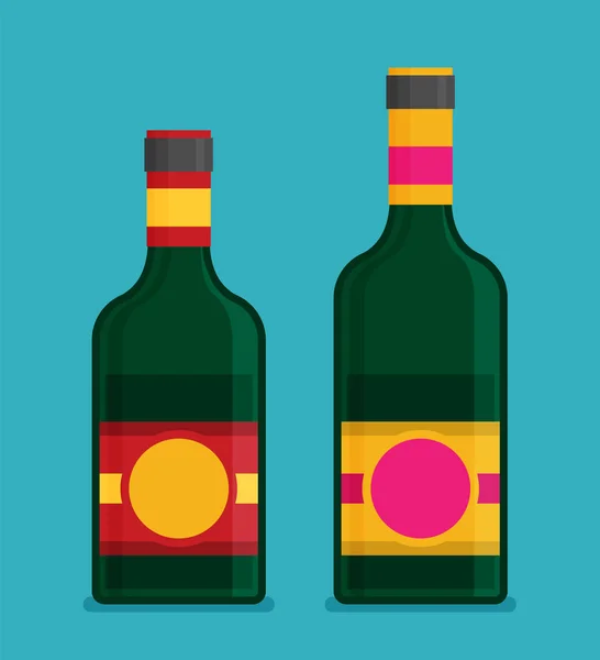 Frasco Vector Plano Con Icono Alcohol — Vector de stock