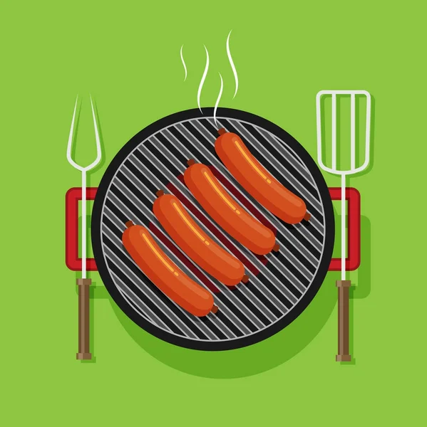 Barbecue Design Stile Piatto Illustrazione Vettoriale — Vettoriale Stock