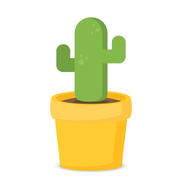Plochý kaktus v hrnci — Stockový vektor