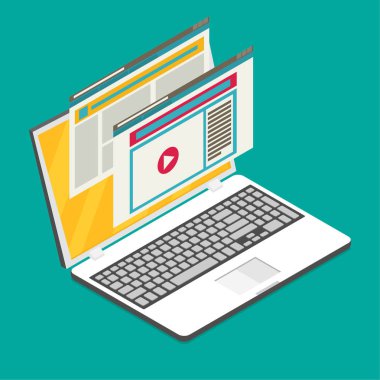 Açık tarayıcı ile dizüstü bilgisayar