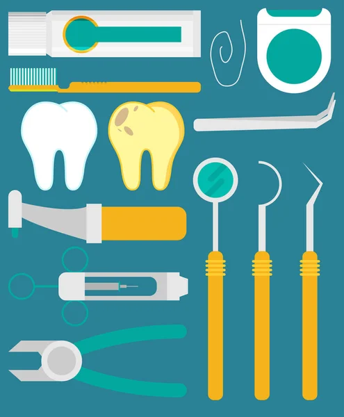 Set di strumenti dentali — Vettoriale Stock