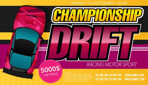 Pohled Shora Drifting Auta Drift Banner Pro Web Nebo Tisk — Stockový vektor