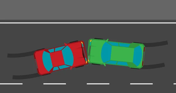 Autohavárie Dvě Auta Čelně Narazila Plochý Design — Stockový vektor