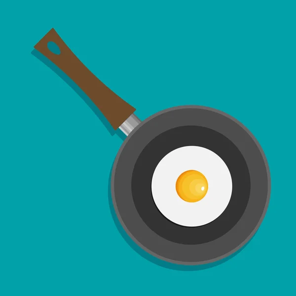 Τηγανητό Αυγό Επίπεδη Εικόνα Τηγανητό Αυγό Κινηματογράφηση Πρώτο Πλάνο — Διανυσματικό Αρχείο