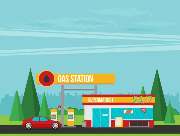 Gas Station Imege Vector Illustration — Stock Vector