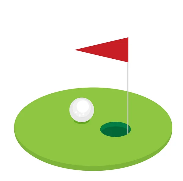 Drapeau de golf avec balle — Image vectorielle