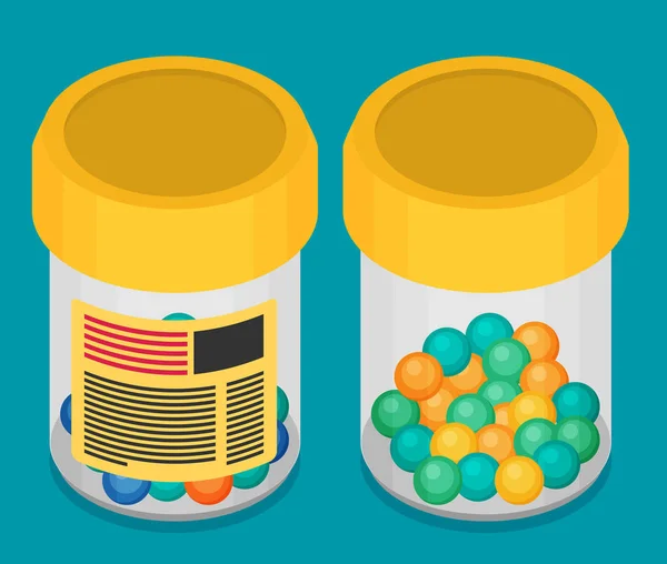 Pillen in plastic bakjes — Stockvector