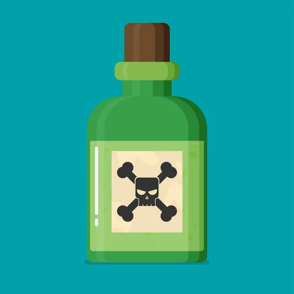 Poison bottle flat icon — Stock Vector