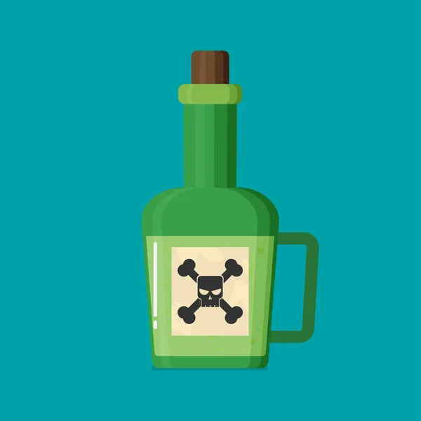 Poison bottle flat icon — Stock Vector