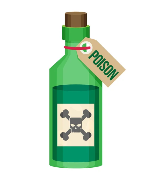 Icona piatto bottiglia veleno — Vettoriale Stock