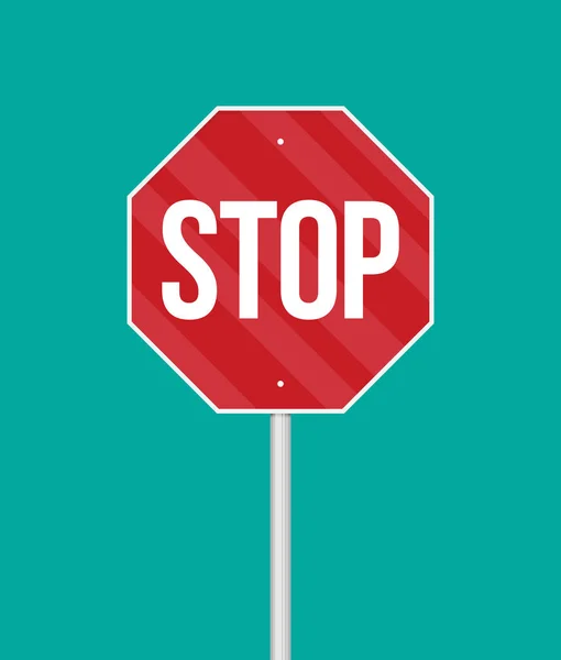 Señal de stop en un poste en estilo plano — Archivo Imágenes Vectoriales